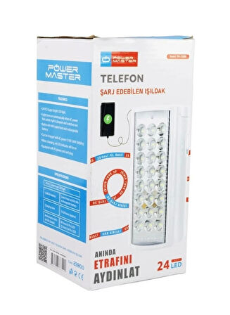 POWERMASTER 24 Ledli Şarjlı Işıldak Telefon Şarj Edebilen USB li Powerbank