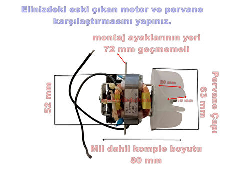 ARNİCA SK Saç Kurutma Fön Makinesi Alize Pro Motor 220V (Orjinal Yedek Parça)