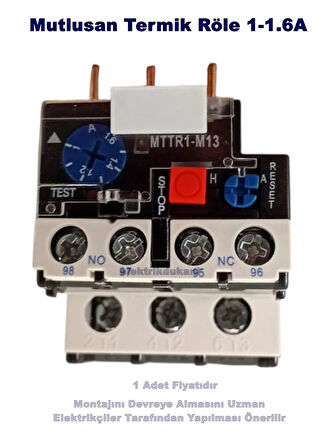 MUTLUSAN 1~1.6A Termik Röle (1.6 Amper Motor Koruma Termiği)