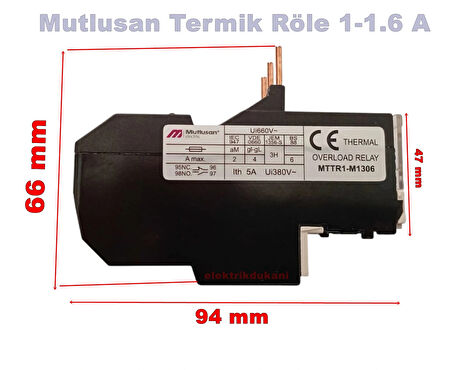MUTLUSAN 1~1.6A Termik Röle (1.6 Amper Motor Koruma Termiği)