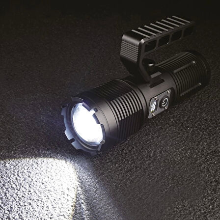 PANTHER 40W Şarjlı Ledli Profesyonel El Feneri 10.000Lm 3,7vX4 Adet Pil
