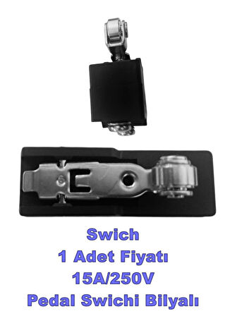 CNTD Makaralı Kısa Kollu Metal Bilyeli 1NA + 1NK Makine Pedal Swici Bakalit Gövde Buton (1no 1nc 15 Amper Sıva Makinesi Pedalı)
