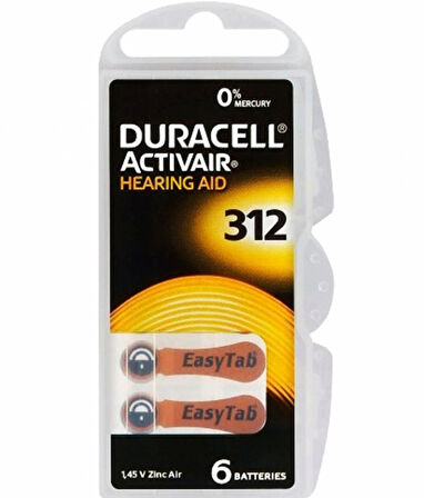 DURACELL KULAKLIK PİLİ 312 1,45V 6LI PAKET