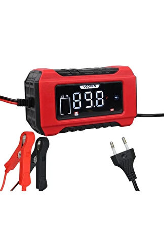 UCOMEN 12v Dc 6A Akıllı Akü Şarj Cihazı Dijital Ekran Aşırı Akım ve Akü Korumalı (12 Volt 6 Amper)