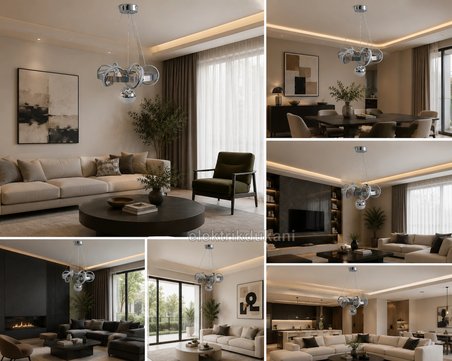 DMR 1 Toplu SARMAŞIK Sarkıt Led Avize KROM Geniş Şerit Kasa Üç Renk 6500k/4000k/3000k (Beyaz /Ilık Beyaz/Sarı (Günışığı))