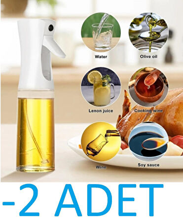 Cam Sprey Yağdanlık 2 ADET Airfryer Püskürtmeli Fısfıs Su Sirke Zeytinyağı Püskürtücü Cam Şişe yağlık 