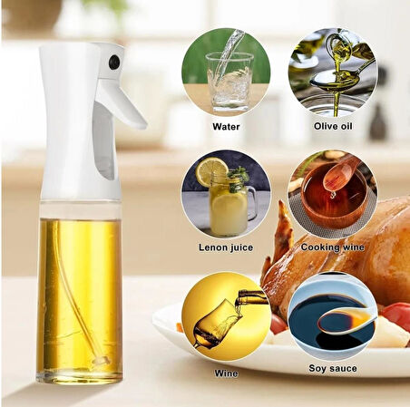 Cam Sprey Yağdanlık Airfryer Püskürtmeli Fısfıs Su Sirke Zeytinyağı Püskürtücü Cam Şişe yağlık SİYAH