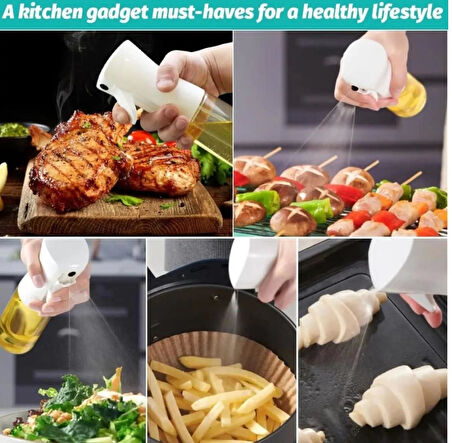Cam Sprey Yağdanlık Airfryer Püskürtmeli Fısfıs Su Sirke Zeytinyağı Püskürtücü Cam Şişe yağlık SİYAH