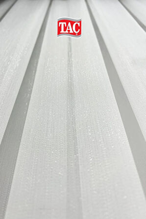Taç Bambu Simli Beyaz Tül Perde Extra Gramajlı 1x3 Sık Pile - Kırışmaz Ütü Gerektirmez