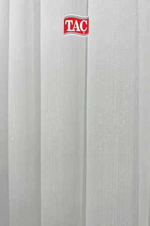 Taç Bambu Simli Beyaz Tül Perde Extra Gramajlı 1x3 Sık Pile - Kırışmaz Ütü Gerektirmez