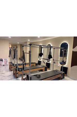 Combo Cadillac Reformer Premium Vizon Taba Şarjörlü Sistem 8 Kademe Krom 1. Sınıf Kayın Ağacı