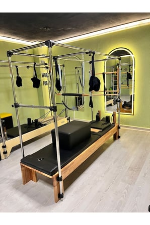 Combo Cadillac Reformer Premium Vizon Taba Şarjörlü Sistem 8 Kademe Krom 1. Sınıf Kayın Ağacı