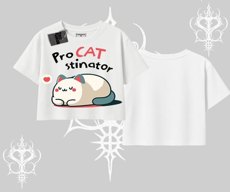 Paws Off Yazılı Kedi Baskılı Streetwear Kayık Yaka Tshirt