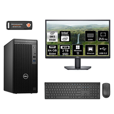 DELL OPTILEX 3000 MNO3000D149 i5 12500 64GB RAM 2TB SSD 21.5" W11P MASAÜSTÜ PC