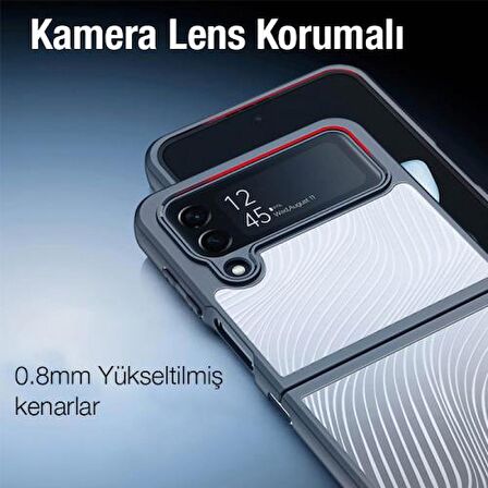 Coofbe Lens Korumalı Parmak İzi Bırakmaz Sert PC-TPU Samsung Z Flip4 5G Kılıf Hidrofobik Soft Kılıf