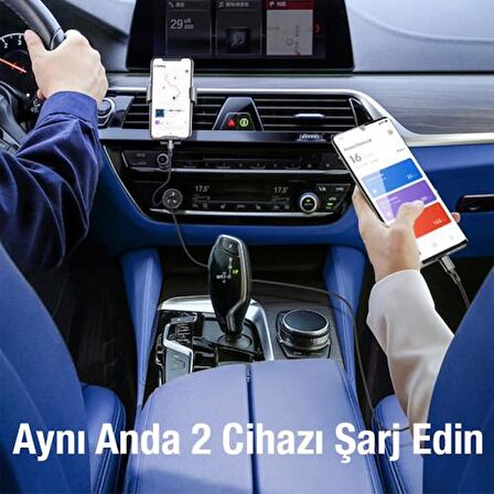 Coofbe 60W Turbo Araç Şarjı 2 Type-c Girişli Şarj Akım Korumalı Araç Çakmaklık Şarjı 12v-24v Araç Şarj