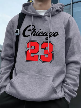 Chicago 23 Mektup Baskı Kapüşonlular Erkek Sportif Gevşek Kazaklar Kış Polar Sıcak Kazak Koşu