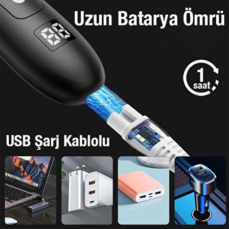 Coofbe Şarjlı Led Göstergeli Islak Kuru Tüm Vucut İçin Saç Sakal Traş Makinası Vucut Traş Makinası