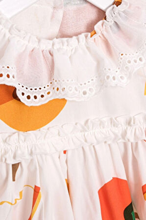 Kız Bebek Portakal Baskılı külotlu 2'li Takım