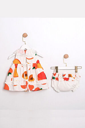 Kız Bebek Portakal Baskılı külotlu 2'li Takım