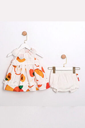 Kız Bebek Portakal Baskılı külotlu 2'li Takım