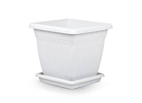 Omnipazar SO-VK05 Villa Kare Tabaklı Saksı Takımı 64 lt Kirli Beyaz 3 Adet