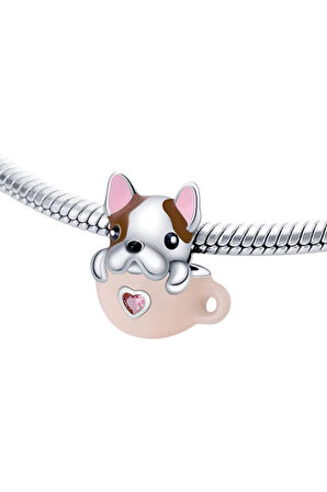 Barista French Bulldog Charm | 925 Ayar Gümüş