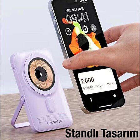 Coofbe Iphone 14 13 12 10000 mAh Hızlı Şarj Powerbank Lila 