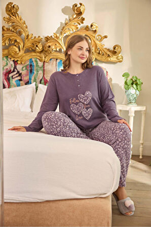 Aydoğan Kadın Suzi Büyük Beden Thermal Erik Moru Pijama Takım 0683