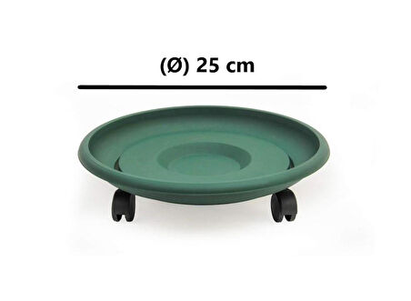 Omnipazar SO- Tekerlekli Saksı Tabağı Yeşil 3 Boy