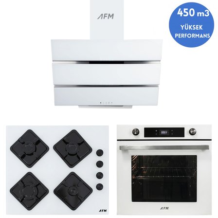 Alveus AFM Serisi Beta Turbolu Cam Dijital  Beyaz  3'lü Ankastre Set ( FM7701 + FM2201 + FM3251W )