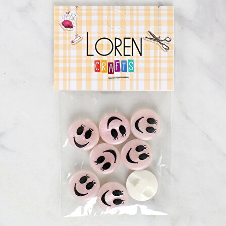 Loren Crafts 8'li Gülen Yüz Düğme - 1015