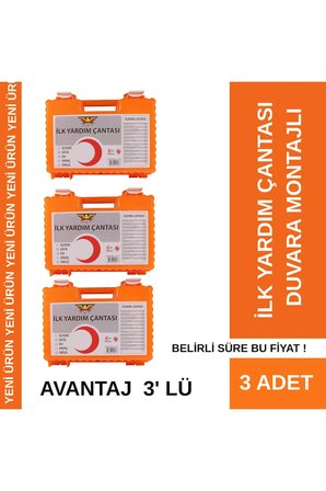 Duvara Montajli İlk Yardim Seti + 3 Adet Avantaj 3 'lü Paket Ruhsata Uygun Araç İçin Yangın
