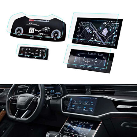 Audi A6 Ekran Koruyucu Set Multimedya Kumanda Gösterge Klima