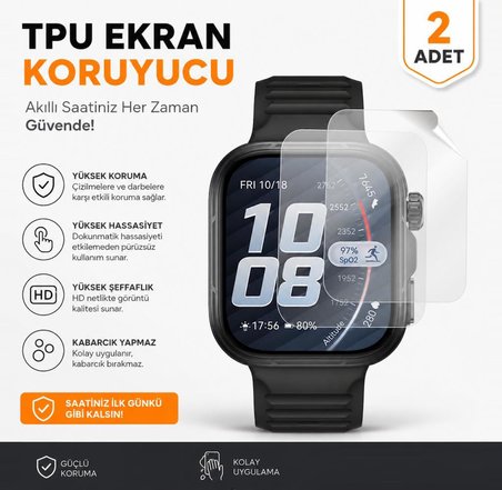 Huawei Watch Fit 5 Pro Ekran Koruyucu TPU Şeffaf Film 2 Adet