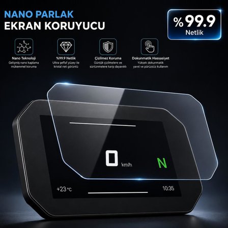 BMW C 400 GT İle Uyumlu Ekran Koruyucu 6.5 İnç Gösterge 9H Nano Parlak, Çizilmeye Dayanıklı Koruma, Kırılmaz Cam