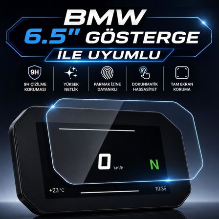 BMW Motosiklet 6.5 inç TFT Gösterge Ekran Koruyucu 9H Nano Parlak – Adventure, Sport, M, Roadster ve Urban Mobility Modelleriyle Uyumlu