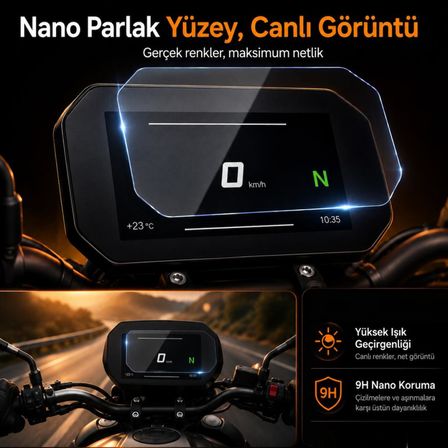 BMW Motosiklet 6.5 inç TFT Gösterge Ekran Koruyucu 9H Nano Parlak – Adventure, Sport, M, Roadster ve Urban Mobility Modelleriyle Uyumlu