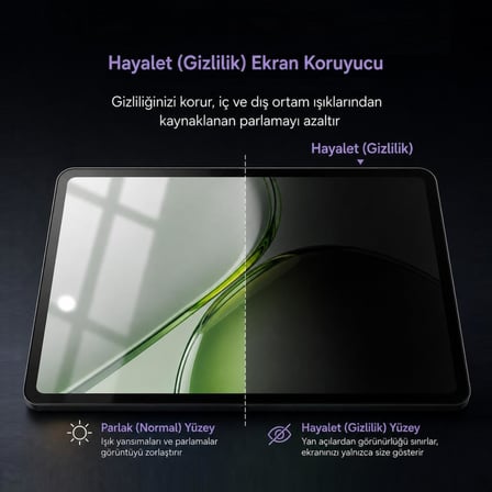 Honor Pad X9b Max İle Uyumlu Hayalet Ekran Koruyucu 13 İnç Yandan Görünmeyen Anti-Spy Gizlilik (Privacy) Koruması, 9H Nano Kırılmaz Esnek Cam, Parlama Ve Parmak İzi Önleyici