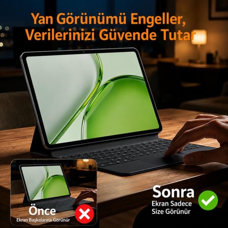 Honor Pad X9b Max İle Uyumlu Hayalet Ekran Koruyucu 13 İnç Yandan Görünmeyen Anti-Spy Gizlilik (Privacy) Koruması, 9H Nano Kırılmaz Esnek Cam, Parlama Ve Parmak İzi Önleyici