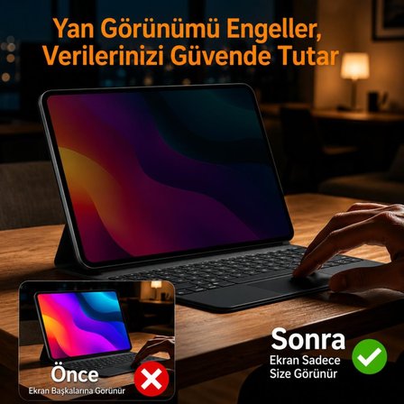 Casper PAD M10 Pro İle Uyumlu Hayalet Ekran Koruyucu 12.2 İnç Yandan Görünmeyen Anti-Spy Gizlilik (Privacy) Koruması, 9H Nano Kırılmaz Esnek Cam, Parlama Ve Parmak İzi Önleyici