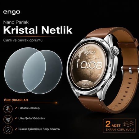 Honor Watch 6 İle Uyumlu Ekran Koruyucu Nano Parlak Çizilmeye Dayanıklı Akıllı Saat Koruması, 9H Kırılmaz Esnek Cam, Hd Şeffaf 2 Adet