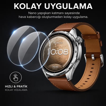 Honor Watch 6 İle Uyumlu Ekran Koruyucu Nano Parlak Çizilmeye Dayanıklı Akıllı Saat Koruması, 9H Kırılmaz Esnek Cam, Hd Şeffaf 2 Adet
