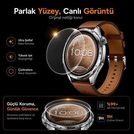Honor Watch 6 İle Uyumlu Ekran Koruyucu Nano Parlak Çizilmeye Dayanıklı Akıllı Saat Koruması, 9H Kırılmaz Esnek Cam, Hd Şeffaf 2 Adet