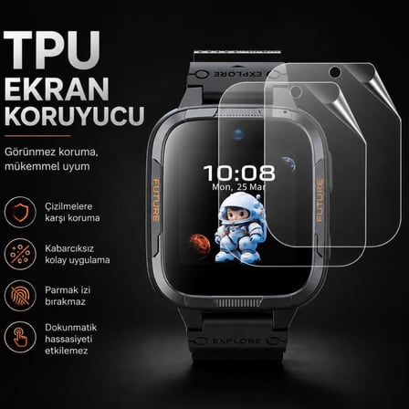 Honor Choice Kids Watch Plus İle Uyumlu Ekran Koruyucu TPU (5504AHPQ), Tam Kaplayan Akıllı Saat Koruması 2 Adet, Çizilmeye Dayanıklı Şeffaf Koruma