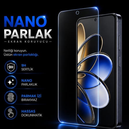 General Mobile GM 26 One 5G İle Uyumlu Ekran Koruyucu Nano Parlak, 9H Kırılmaz Esnek Yapı, Çizilme Ve Darbelere Karşı Dayanıklı Ekran Koruması