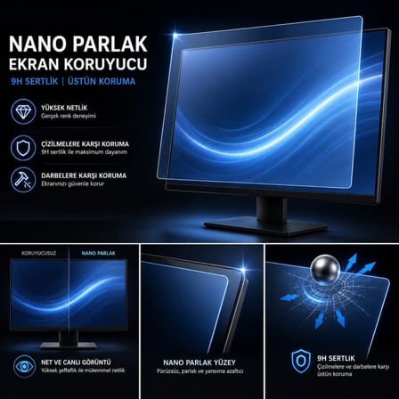 Dell Pro E2425HSM 23.8 İnç İle Uyumlu Ekran Koruyucu 9H Nano Parlak, Kırılmaz Esnek Cam, Çizilmeye Dayanıklı Şeffaf Yüzey