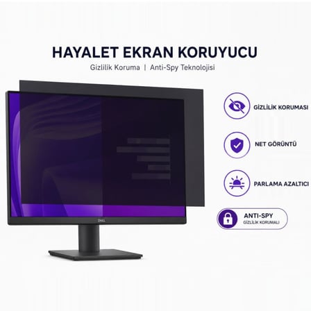 Dell Pro E2425HSM 23.8 İnç İle Uyumlu Hayalet Ekran Koruyucu, Yandan Görünmeyen Anti-Spy Gizlilik (Privacy) Koruması, 9H Nano Esnek Cam