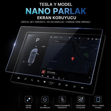 Tesla Model Y İle Uyumlu Ekran Koruyucu 16 İnç Multimedya, 9H Nano Esnek Cam, Çizilmelere Ve Darbelere Karşı Dayanıklı Şeffaf Yüzey