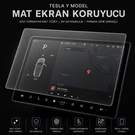 Tesla Model Y İle Uyumlu Mat Ekran Koruyucu 16 İnç Multimedya, 9H Esnek Nano Cam, Anti Glare, Yansıma Ve Parlama Azaltıcı